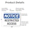 Signmission Restricted Access OSHA Notice Sign, Plastic, 10in W x 7in L, 2PK OS-2PACK-NS-P-710-L-18071 - alternate 3